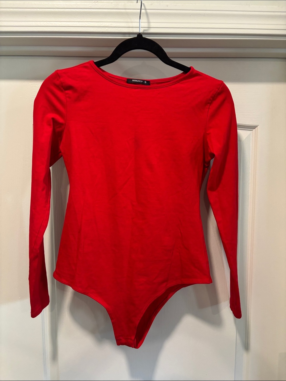 Classic Red Long-Sleeve Scoop-Neck Bodysuit